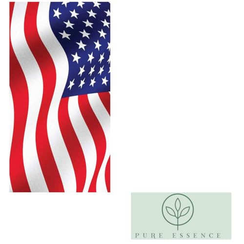 American Flag Printed Beach Towel - Pure Essence 100% Cotton Set - 30x60 Inch - USA Waving Flag  
American Flag Beach an